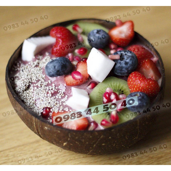 Bát dừa đựng mứt, chè, sinh tố, salad, món ăn vặt