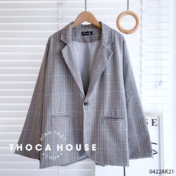 Áo blazer nữ 2 lớp khoác vest caro túi mổ THOCA HOUSE chuyên nghiệp, sang trọng và thanh lịch công sở