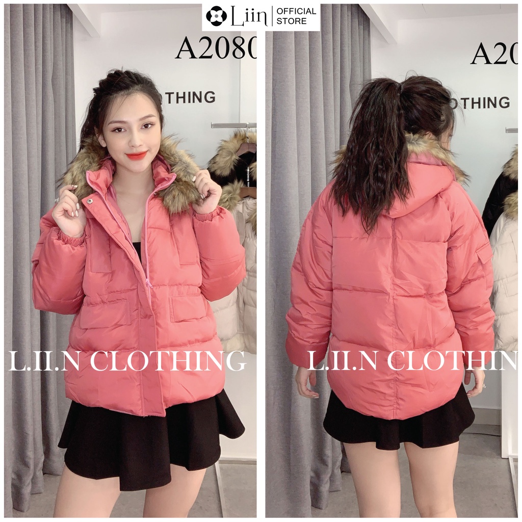 Áo khoác phao nữ kèm mũ lông LIIN CLOTHING đủ màu, đủ size. thiết kế 3 lớp cực ấm A2080