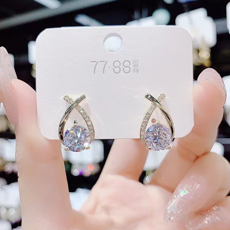 Bông Tai Mạ Bạc 925 Đính Đá Mắt Mèo Không Gây Dị Ứng