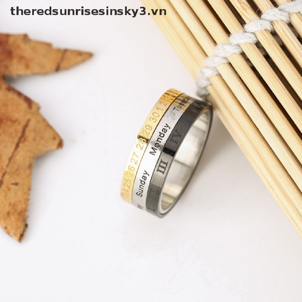 * * Thời Trang Mới * * Nhẫn Đeo Tay Có Thể Xoay Hiển Thị Ngày Tháng Tuổi Của Nam Giới