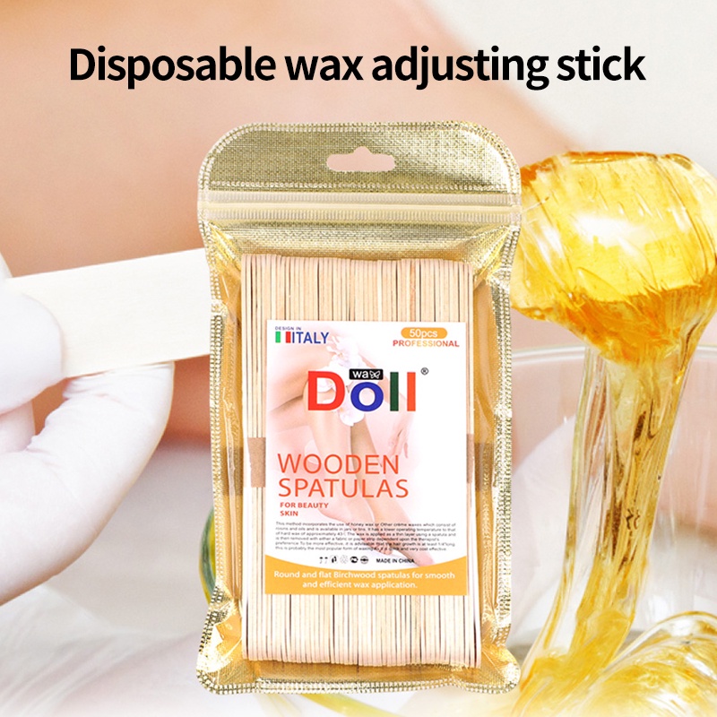 Set 50 que gỗ RUOALL bôi sáp tẩy lông tiện lợi 100g