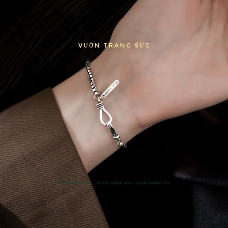 Vòng tay bạc Thái nam nữ - Lắc tay nam nữ bạc Thái phong cách cổ điển cá tính Vườn Trang Sức VT032