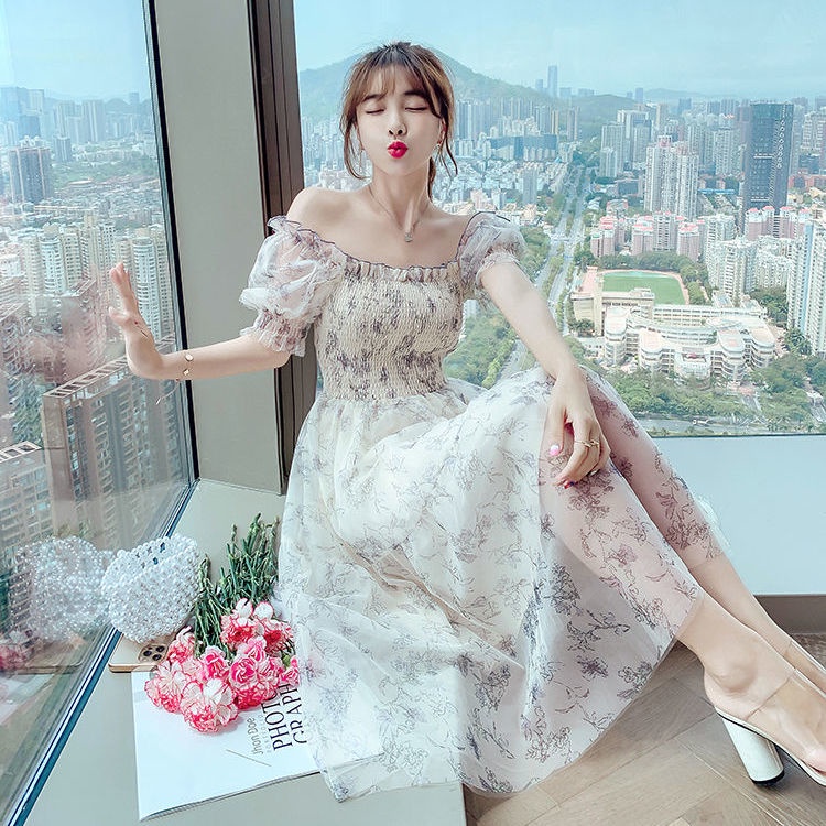 French floral dress women's summer dress 2022 new fashion summer temperament thin chiffon fairy long skirt