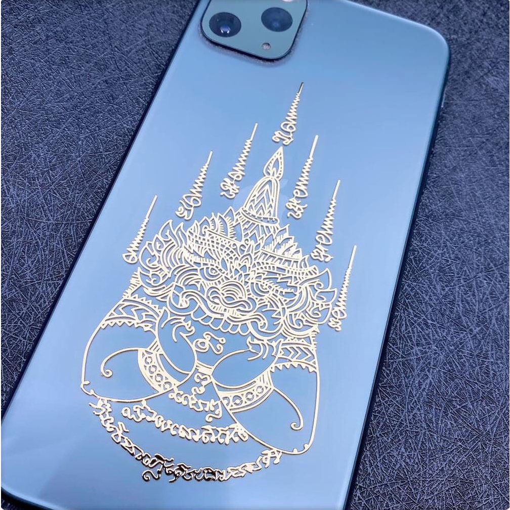 Linh phù dán Điện Thoại Thái Lan HỒ LY 9 ĐUÔI - KINH 5 DÒNG HOA SEN - PHÉP CHUYỂN VẬN