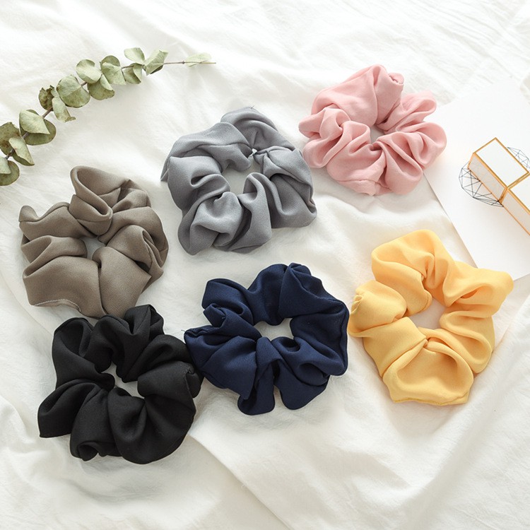 Dây Cột Tóc Scrunchies Vải Voan Cát Nhiều Màu Phong Cách Thanh Lịch