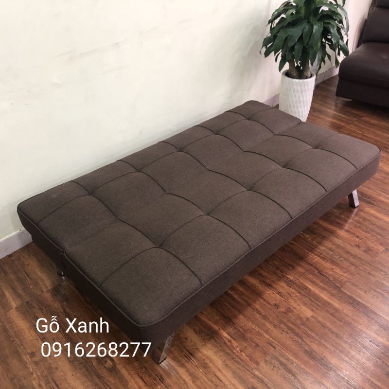 Ghế sofa giường xuất khẩu bọc vải bố màu nâu sang trọng