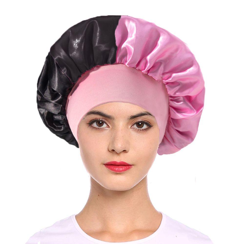 Qqmall Khăn Tắm Turban Lụa Satin Ghép Mảnh Thanh Lịch Vintage Hàn Quốc Cho Nữ