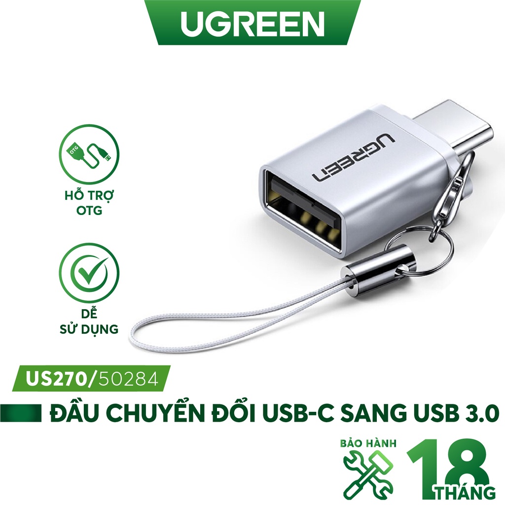 Đầu chuyển USB Type C 3.1 to USB 3.0 Ugreen 50283 50284 US270 Chính Hãng (Vỏ Nhôm)