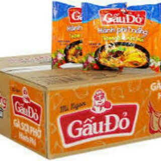 Thùng mì gấu đỏ gà sợi phở hành phi 30 gói × 64g