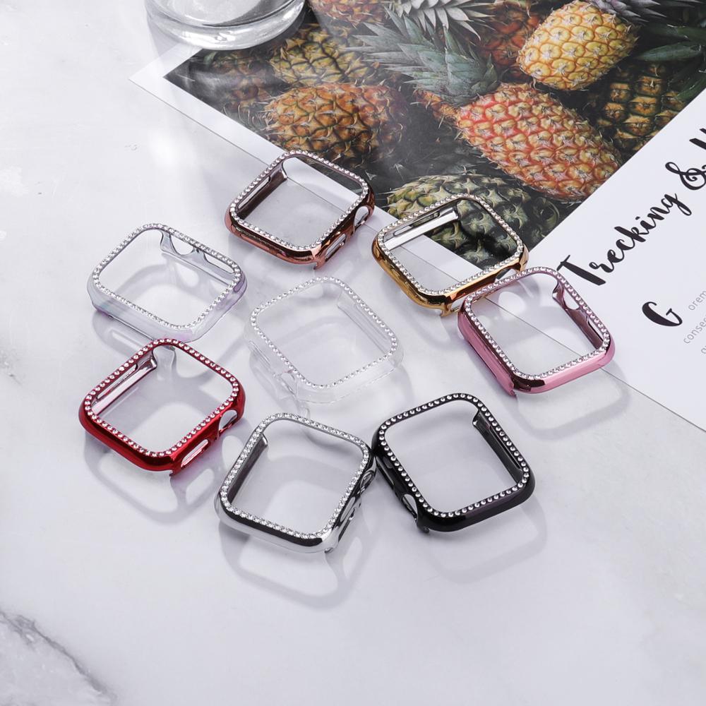 Diamond Case for Apple Watch  6 5 4 Series 44mm 40mm Screen Protective Cover PC Watch Case