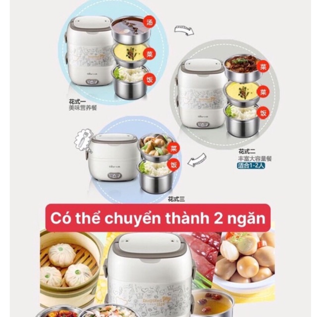 Hộp cơm điện văn phòng Tự Nấu - Hâm Nóng 2 IN1 tiện lợi- Nồi cơm điện mini