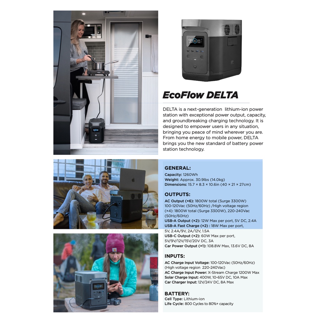 Trạm năng lượng EcoFlow DELTA 1300 Power Station 1260Wh - Chính Hãng