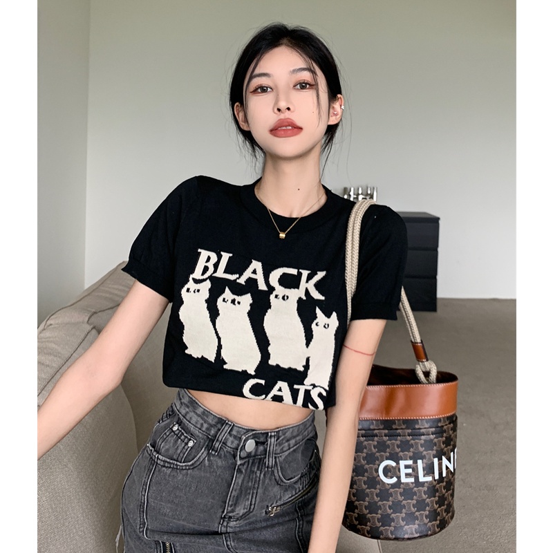 QKOOLE Áo thun nữ  tay ngắn dáng rộng phong cách Hàn Quốc