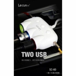 Cốc sạc oto 3 tẩu Lecun SC-60