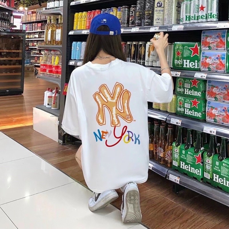Áo thun cổ tròn MLB in NY mẫu mới 2022 4 màu  thun cotton 4 chiều có big size DCXK0029 - DECE