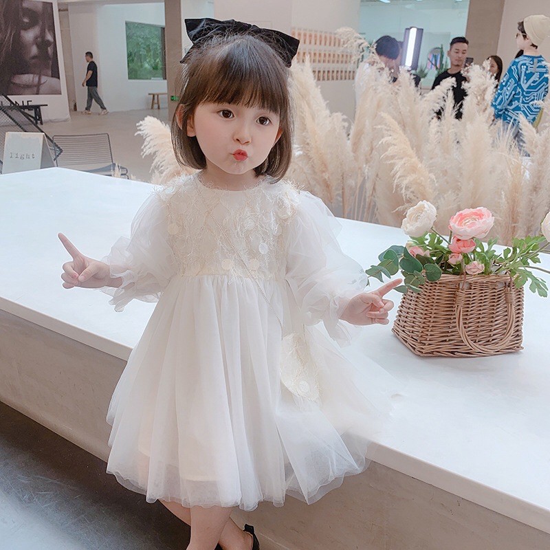 Váy công chúa QCCC pha ren mềm cực xinh (kèm túi mini)