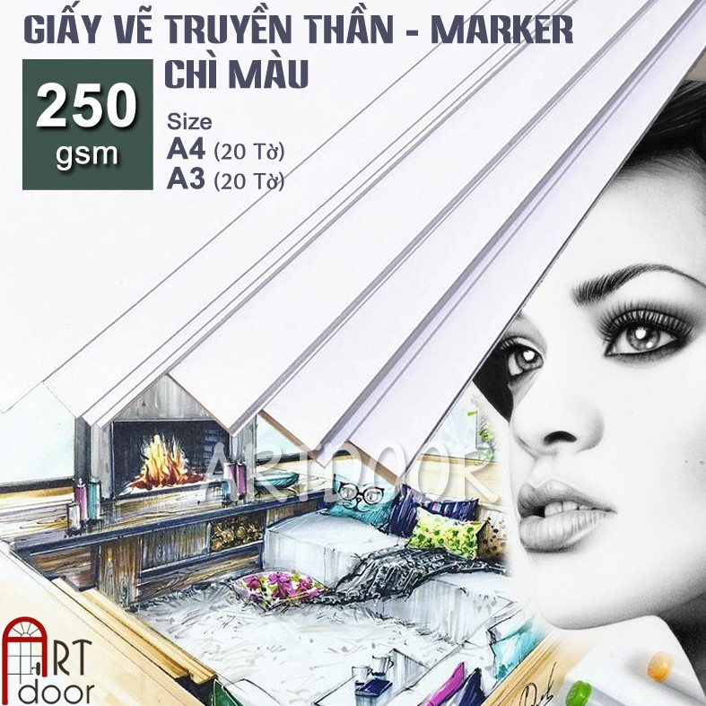 [ARTDOOR] Giấy vẽ Chì ROKI Dày 250gsm truyền thần, marker (vân mịn)