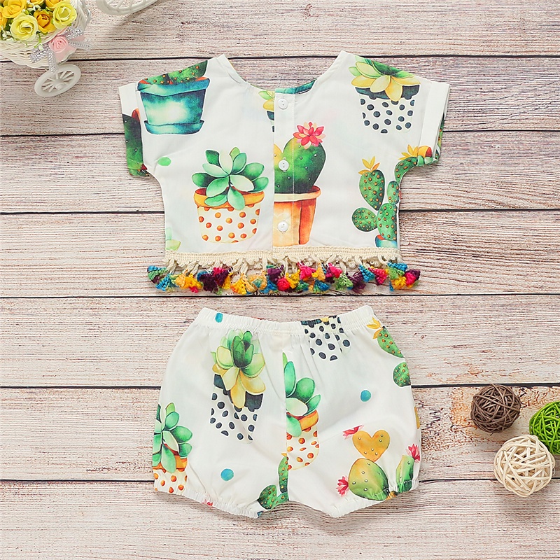 Áo thun MIKRDOO ngắn tay và quần ngắn in hoạt hình xinh xắn cho bé gái