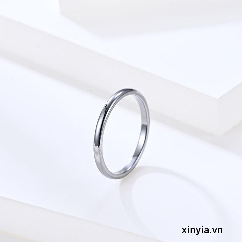 Nhẫn Bằng Thép Titan Màu Vàng / Bạc 2mm Đơn Giản Thời Trang Hàn Quốc Cho Nam Và Nữ