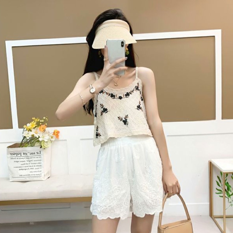 Áo Hai Dây Hở Lưng Thêu Họa Tiết Phong Cách Cổ Điển Quyến Rũ Dành Cho Nữ