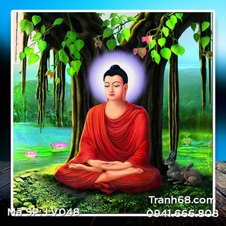 Tranh đính đá  Thích Ca Mâu Ni Phật  LV048 kích thước 60*65cm.