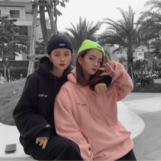 Áo hoodie dòng chữ tàu nhỏ in ngực LNG1019