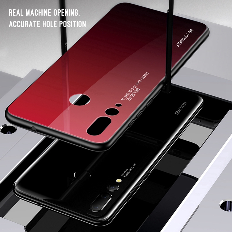 Ốp điện thoại kính cường lực màu Gradient cho Huawei Nova 4 P30 Pro Lite Y9 Prime 2019 Honor 10 lite