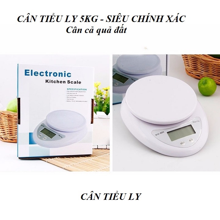 Cân tiểu ly điện tử nhà bếp cao cấp định lượng 1g - 5kg, cân tiểu li làm bánh siêu chính xác, cân tổ yến C02