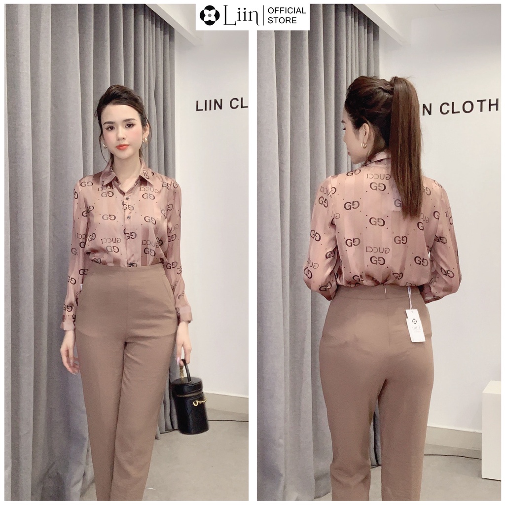 Áo sơ mi chất vải Lụa Tơ dài tay họa tiết GC kiểu dáng trẻ trung, thời thượng Liin Clothing SM3693