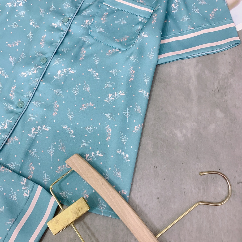 Bộ pijama lụa SAM Luxury, bộ mặc nhà quần dài áo tay ngắn lịch sự