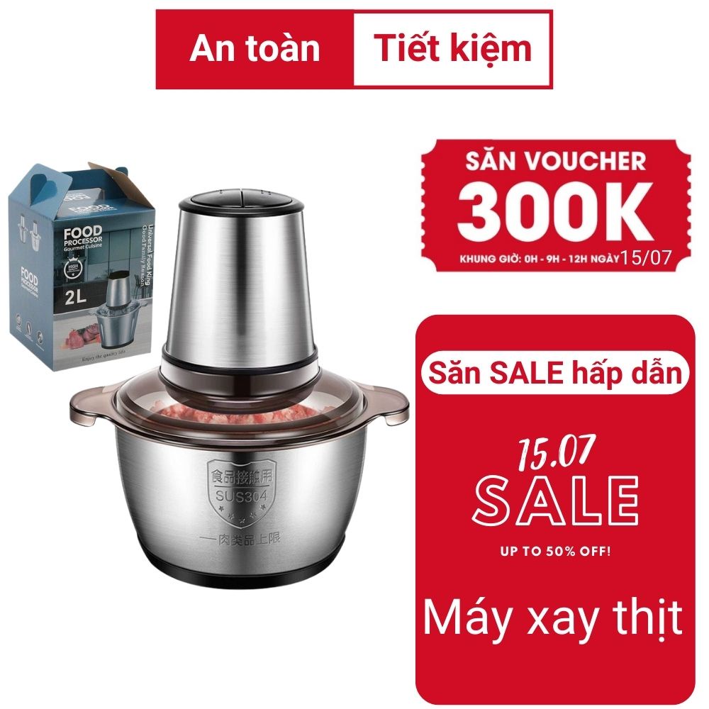 BẢO HÀNH 1 ĐỔI 1 Máy xay thịt, máy xay đa năng, công suất 250W, cối inox304, 4 lưỡi dao sắc bén