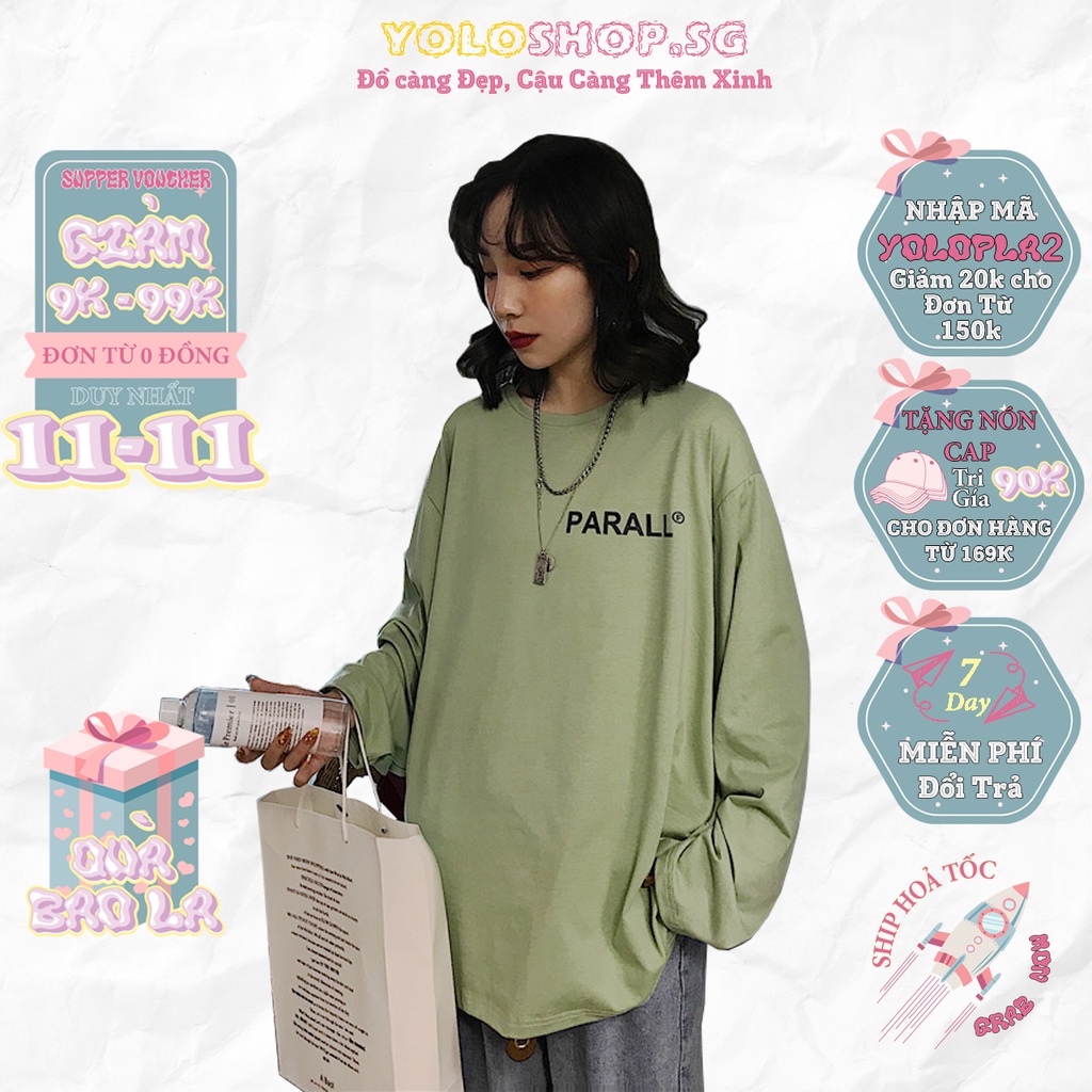 Áo thun dài tay 🔮 PARALL 🔮 phông Unisex nam nữ tee oversize form rộng pull Ulzzang Streetwear Hàn Quốc vải mềm