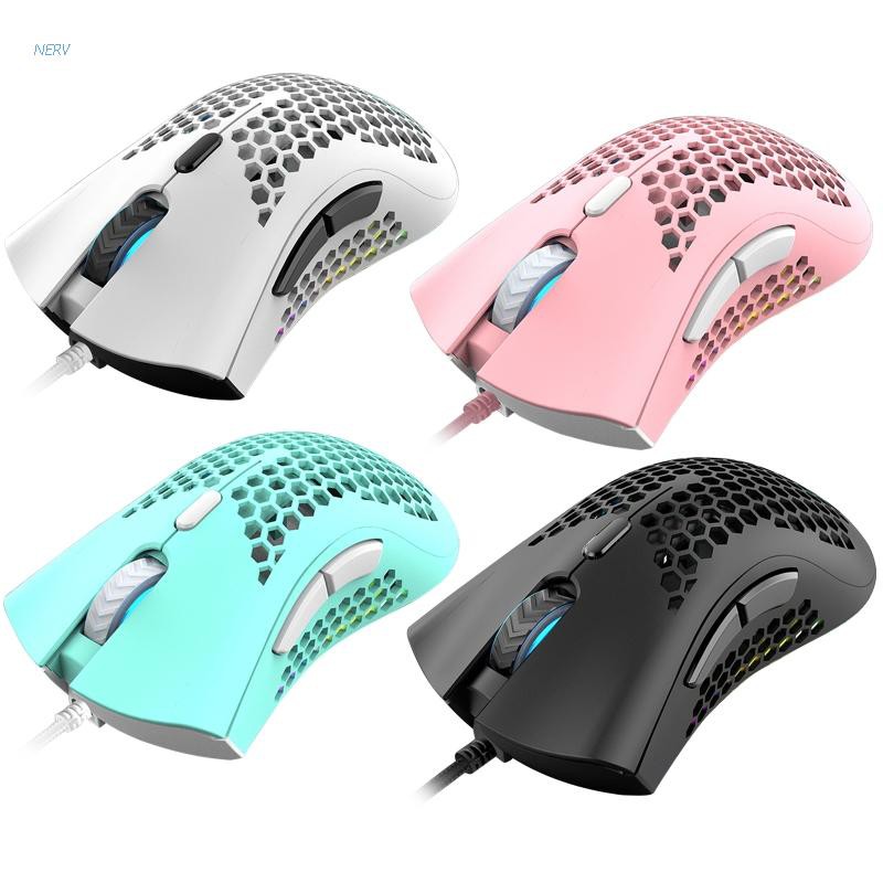 NERV 7200DPI 6 Key Light Weight Hollowed Shell RGB Gaming Mouse E-sports Mice for FPS Games PUBG MOBA LOL PC Game Accessories