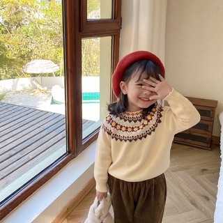 Áo len hoạ tiết thổ cẩm bé gái