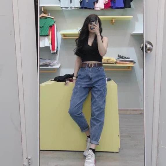 Quần jean boy cạp cao 2 khuy