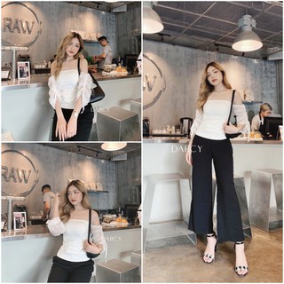 𝐃𝐀𝐑𝐂𝐘 💗CHLOE SET 🎁 Set áo quây trắng và quần ống suông 🎁