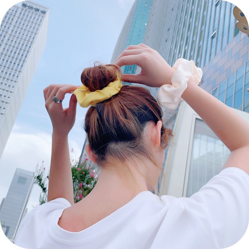 PKT00078 - Dây Cột Tóc Vải Cột Scrunchies Satin Lụa Phi Bóng Mềm Màu Vintage Pastel [PKT00078]