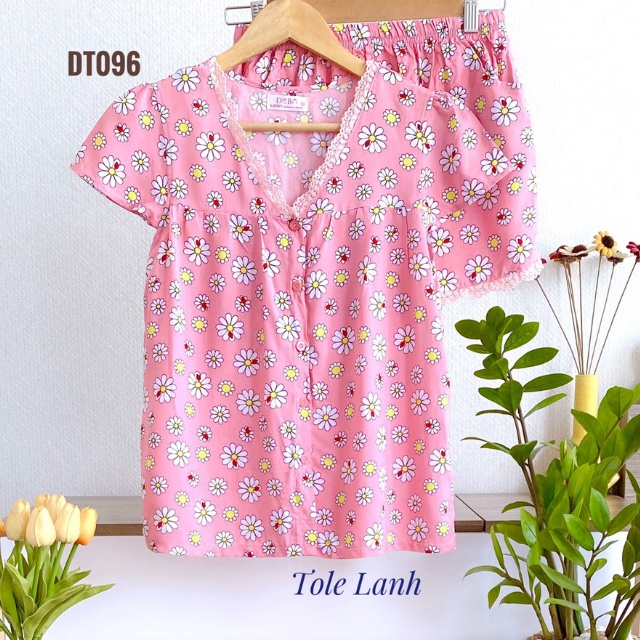 Đồ Bộ Nữ Mặc Nhà LUCKY Ngắn Cổ Tim Dể Thương Vải Mềm Mát