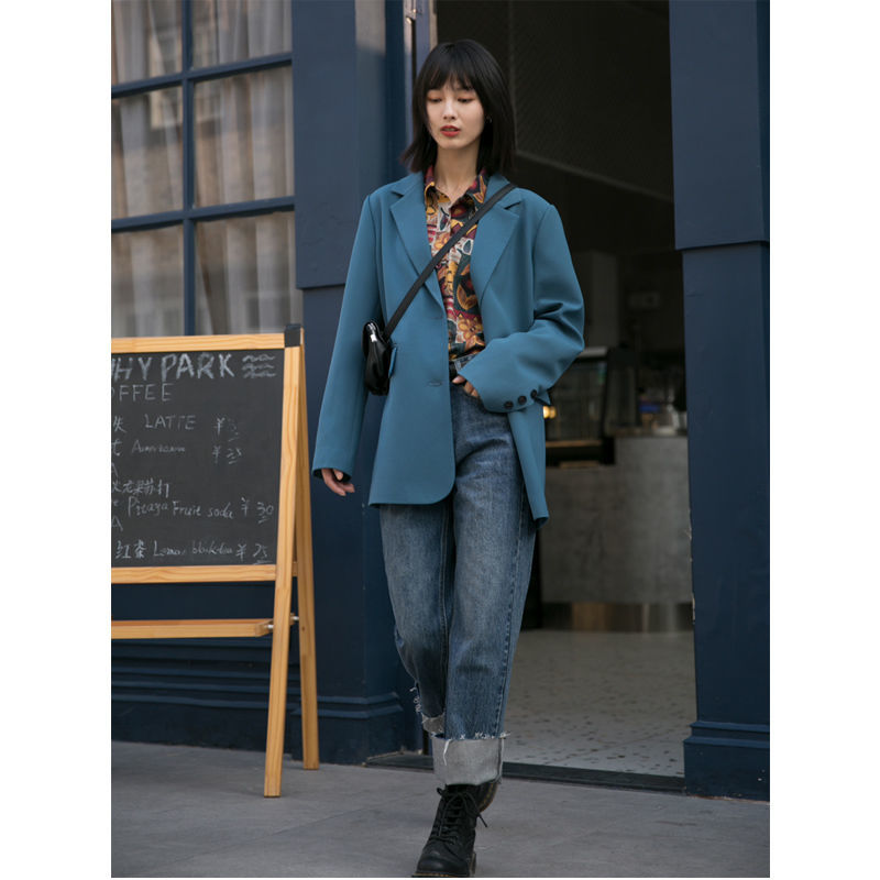 Áo Blazer New Solid Color Double-breasted Casual Temperament Ins Suit Jacket Women