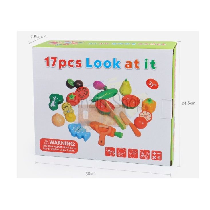 Bộ đồ chơi cắt trái cây gỗ 17 chi tiết