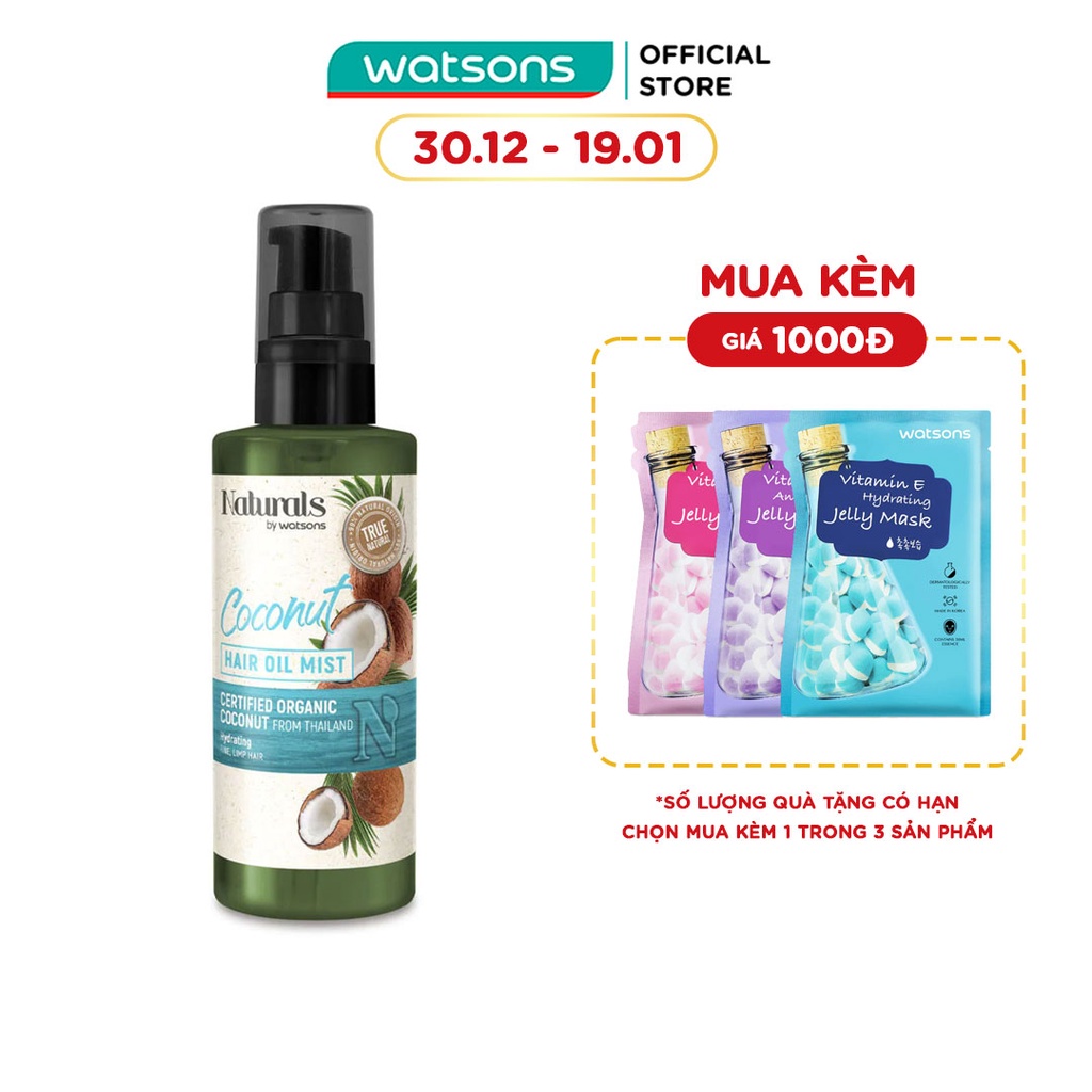 Dầu Dưỡng Tóc Naturals By Watsons True Natural Coconut Hair Oil Mist 60ml