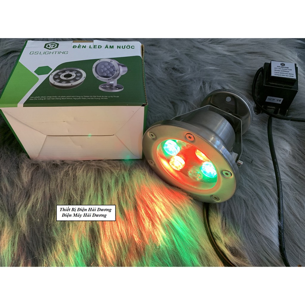 Đèn LED âm nước đổi màu, có đế GS Lighting - công suất 6W - Bảo hành 12 tháng