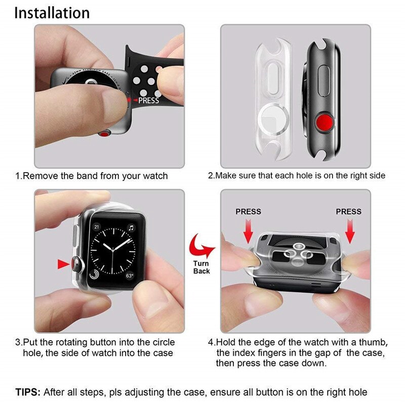 Ốp nhựa dẻo trong suốt cho đồng hồ thông minh Apple Watch Series 4