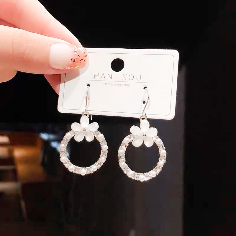 bông tai hình hoa cúc 2 màu siêu dễ thương phong cách hàn quốc