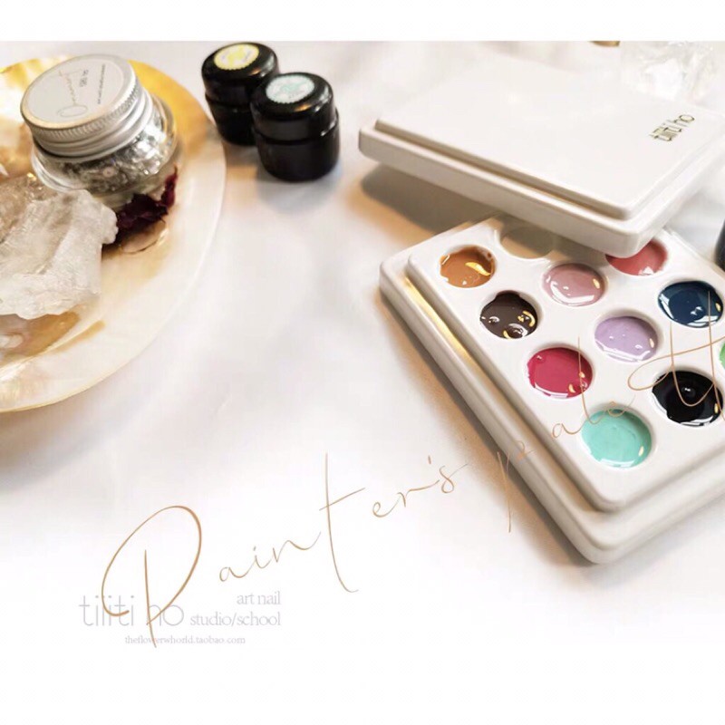 [Michi Art Store] Palette khay pha màu bằng sứ có nắp hình hoa, sò