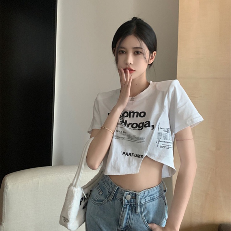 Áo thun IELGY tay ngắn in họa tiết phong cách cổ điển dành cho nữ