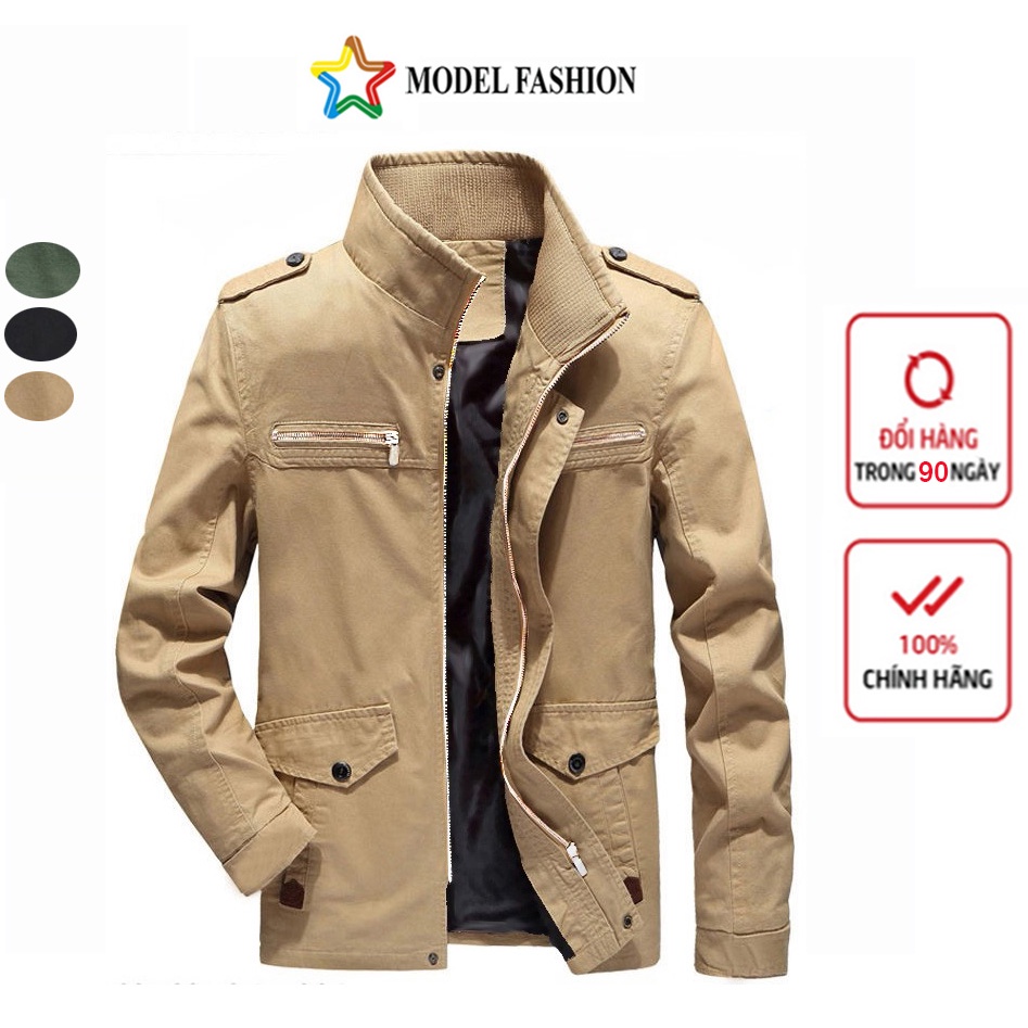 Áo khoác kaki nam Model fashion AKKI423 phối 2 túi trước ngực