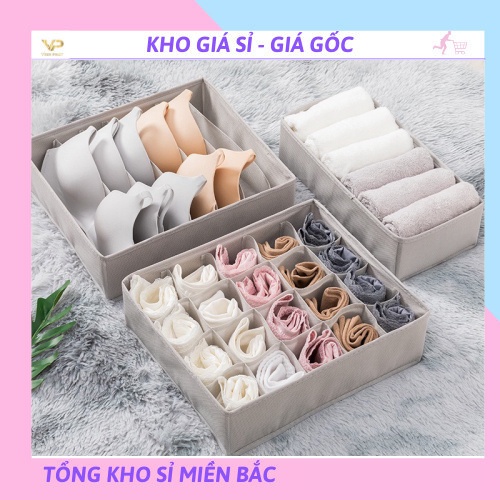 Combo 3 hộp vải đựng bảo quản đồ lót, khay đựng quần áo tất vớ bằng vải không dệt tiết kiệm  6, 7, 24 ngăn 88287