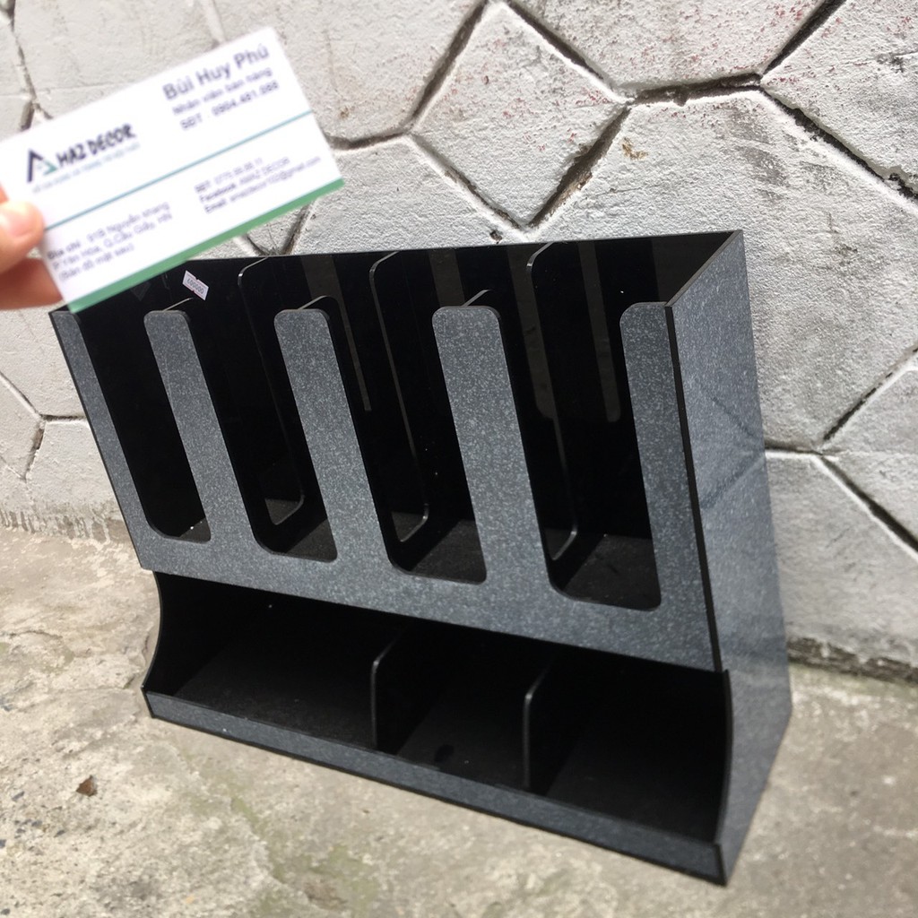 SALE GIÁ SỈ TẠI XƯỞNG Kệ để ly cốc nhựa 2 tầng - Giá đựng ly cốc giấy mang về 2 tầng (7 ngăn) nhựa ABS dày dặn